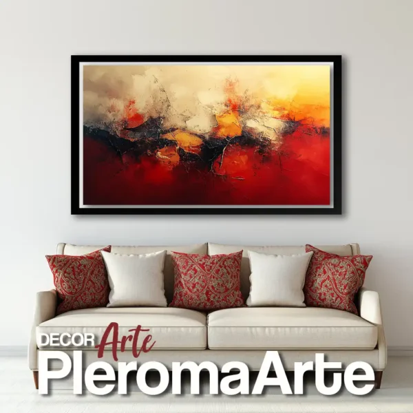 Pinturas al óleo "Rojo Carmesí", Galería de Arte Pleroma Arte con marco negro, intensificando su profundidad.