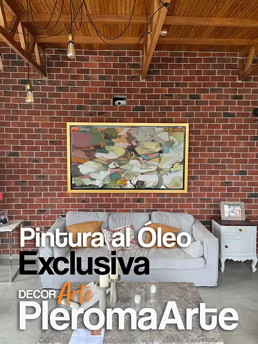 Observamos el cuadro personalizado exclusivo que Pleroma Arte ha pintado para la sala de Almendra Gomelsky