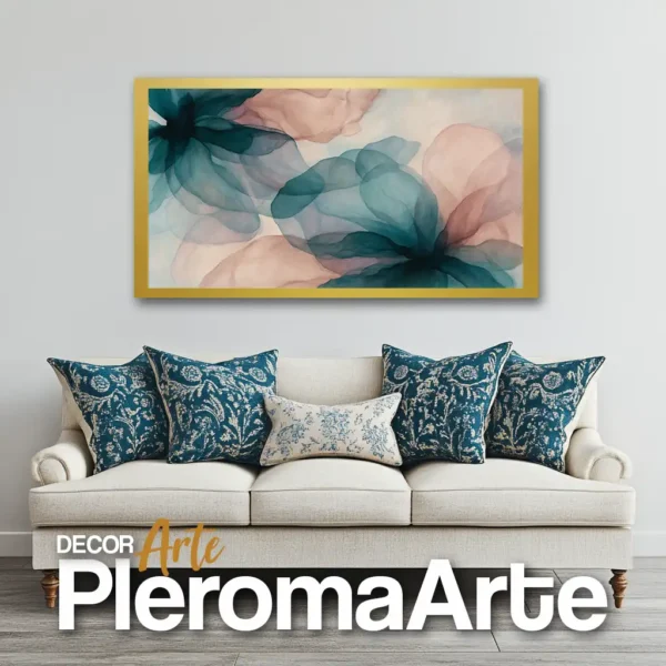 Galería de Arte Pleroma Arte – Venta de cuadros Flores del Viento con marco champagne, suavidad y equilibrio visual.