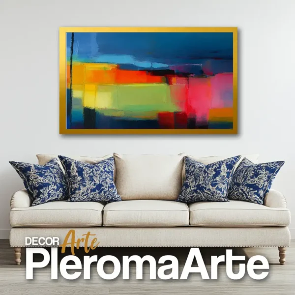 Galería de Arte Pleroma Arte – Venta de cuadros Vanguardia Azul con marco dorado, lujo y distinción.