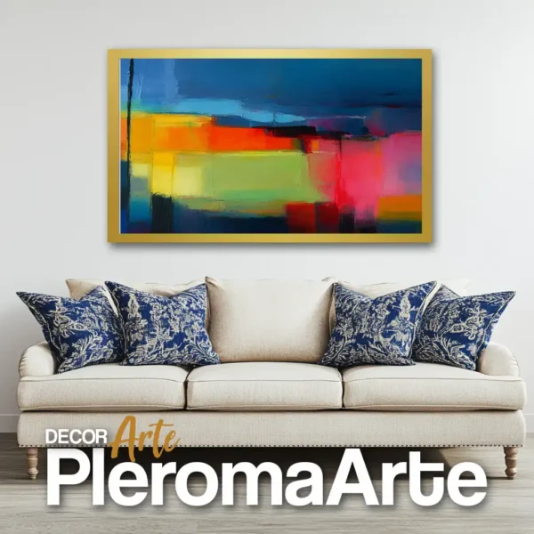 Galería de Arte Pleroma Arte – Venta de cuadros Vanguardia Azul con marco champagne, sutileza y modernidad.