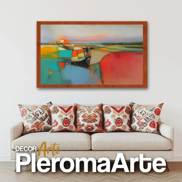 Galería de Arte Pleroma Arte – Cuadro Color de Atardecer con marco de cedro, natural y elegante.