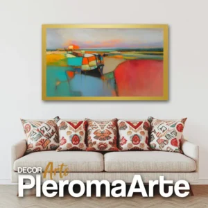 Galería de Arte Pleroma Arte – Cuadro Color de Atardecer con marco champagne, delicado y equilibrado.