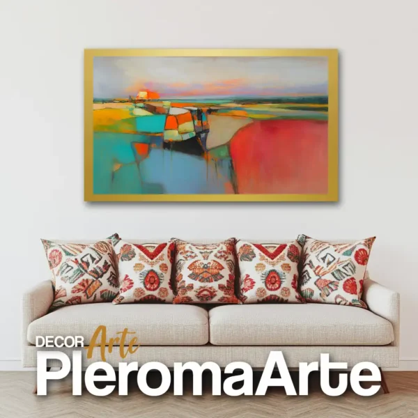 Galería de Arte Pleroma Arte – Cuadro Color de Atardecer con marco champagne, delicado y equilibrado.