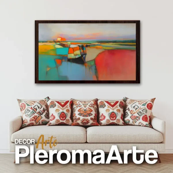 Galería de Arte Pleroma Arte – Cuadro Color de Atardecer con marco nogal, distinguido y profundo.