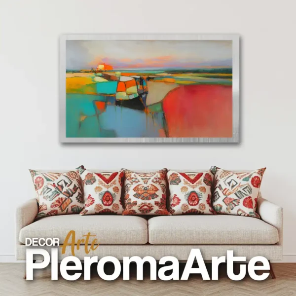 Galería de Arte Pleroma Arte – Cuadro Color de Atardecer con marco plateado, moderno y fresco.