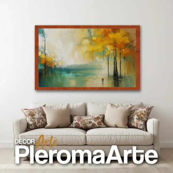 Galería de Arte Pleroma Arte – Cuadro Dream Landscape con marco de cedro, natural y cálido.