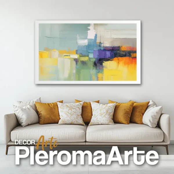 Galería de Arte Pleroma Arte – Cuadro Geometric Abstract con marco blanco, luminoso y moderno.