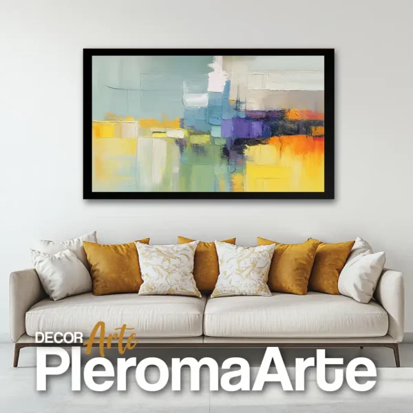 Galería de Arte Pleroma Arte – Cuadro Geometric Abstract con marco negro, elegante y contemporáneo.