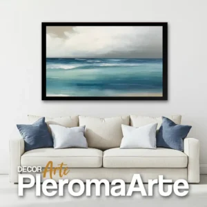 Galería de Arte Pleroma Arte – Cuadro Mar en calma con marco negro, contraste elegante.