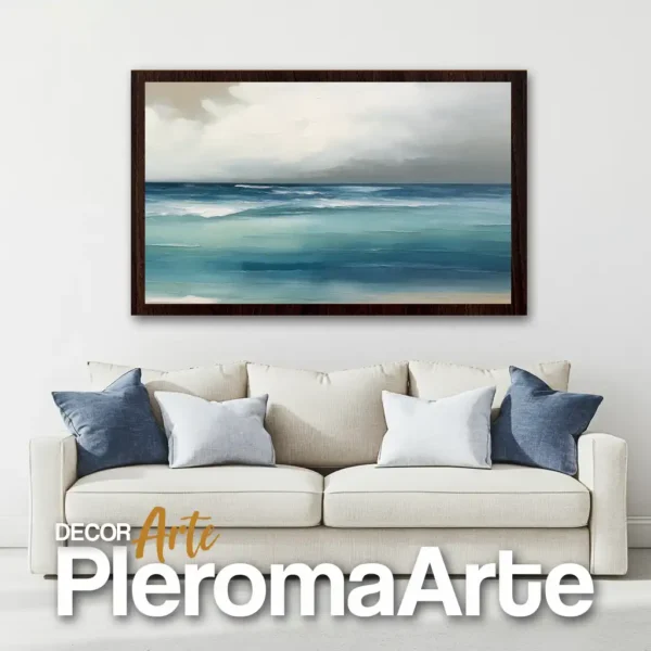 Galería de Arte Pleroma Arte – Cuadro Mar en calma con marco nogal, sobriedad y profundidad.