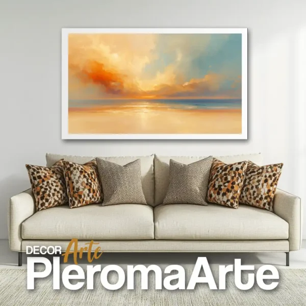 Galería de Arte Pleroma Arte – Cuadro Orange Sunset con marco blanco, frescura y equilibrio.