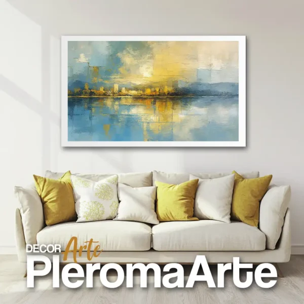 Galería de Arte Pleroma Arte – Cuadro Paisaje Amarillo con marco blanco, luminosidad y pureza.