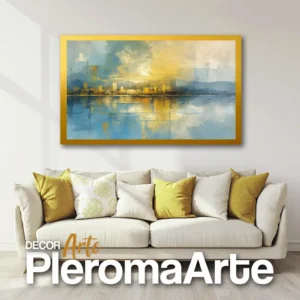 Galería de Arte Pleroma Arte – Cuadro Paisaje Amarillo con marco dorado, lujo y calidez.