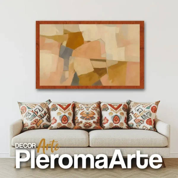 Galería de Arte Pleroma Arte – Cuadro Melodía Rosa con marco de cedro, natural y elegante.