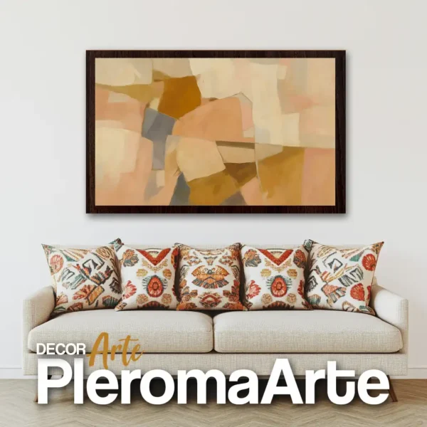 Galería de Arte Pleroma Arte – Cuadro Melodía Rosa con marco nogal, sofisticado y atemporal.