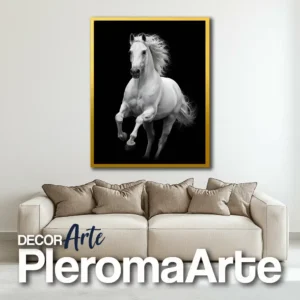 Pleroma Arte – Venta de cuadros de caballos Protector Sagrado con marco dorado, resaltando fuerza y elegancia.