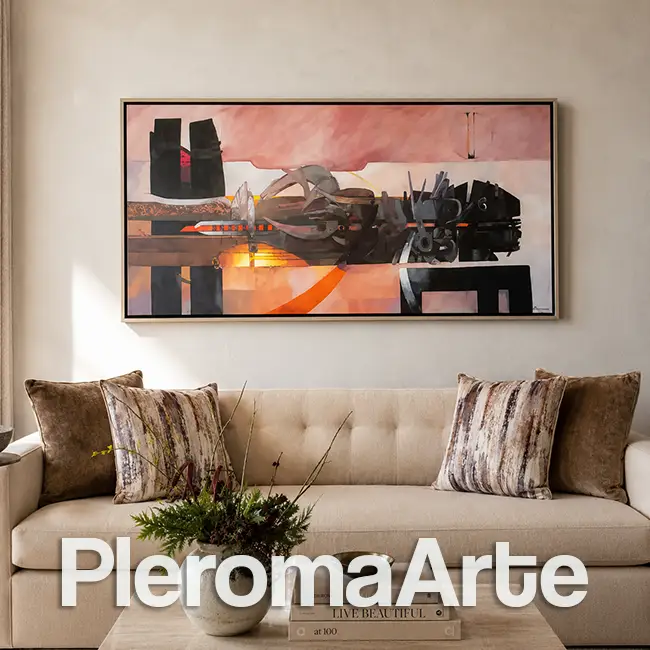 Apreciamos cuadros abstractos para sala en el ambiente de uno de los clientes de la galería de arte pleroma Arte, los cuadros abstractos para salas modernas decoran muy bien el espacio