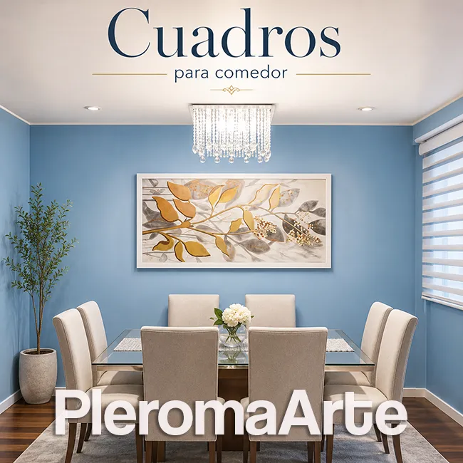 Cuadro decorativo instalado sobre un comedor contemporáneo