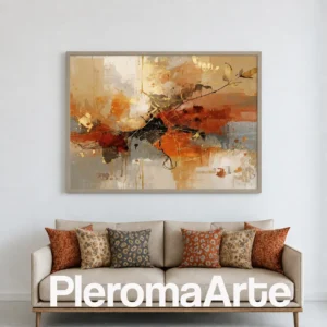 Luz que Florece - Pintura Abstracta Contemporánea en terracota, ocre, crema y negro