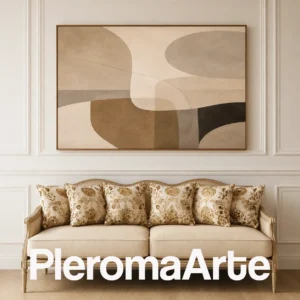 Geometría Serena - Cuadro Moderno Contemporáneo en marfil, beige, taupe, camel y negro