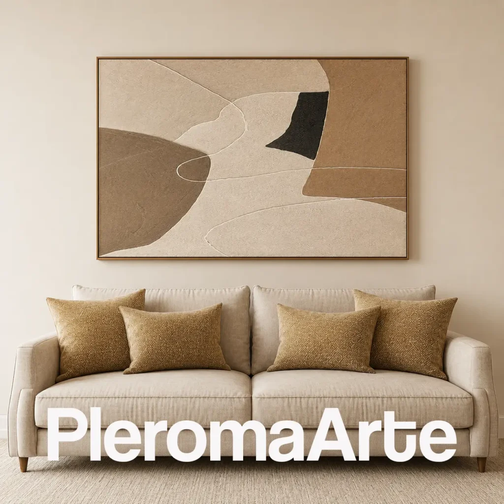 Silencio Mineral - Cuadro Moderno Contemporáneo en marfil, beige, taupe, marrón y negro