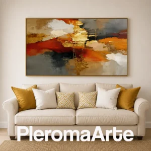 Resplandor de Tierra - Pintura Abstracta Contemporánea en terracota, dorado, naranja, beige, gris y negro