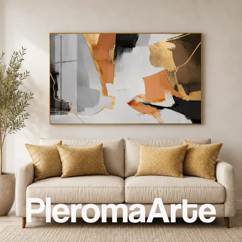 Umbral Dorado - Pintura Abstracta Contemporánea en dorado, terracota, negro, marfil y gris