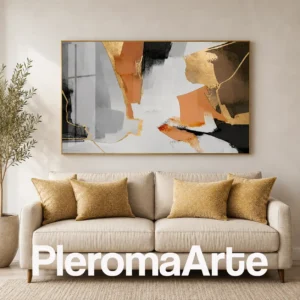 Umbral Dorado - Pintura Abstracta Contemporánea en dorado, terracota, negro, marfil y gris