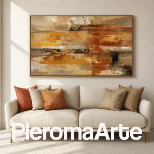 Horizonte Ámbar - Pintura Abstracta Contemporánea en ámbar, terracota, beige y negro
