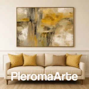 Calma Dorada - Pintura Abstracta Contemporánea en dorado, ocre, beige y gris