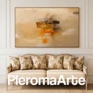 Pulso de Arena - Cuadro al Óleo Contemporáneo en marfil, beige, ocre, naranja quemado, marrón y negro