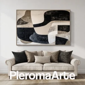 Armonía Esencial - Cuadro Decorativo Contemporáneo en negro, gris, beige y marfil