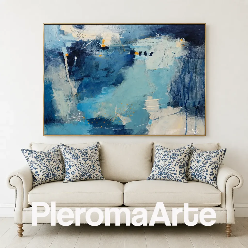 Marea Profunda - Cuadro Moderno Contemporáneo en azul petróleo, cobalto, turquesa y blanco