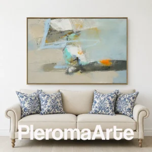 Umbral Dorado - Cuadro Decorativo Contemporáneo en amarillo, ocre, turquesa y azul