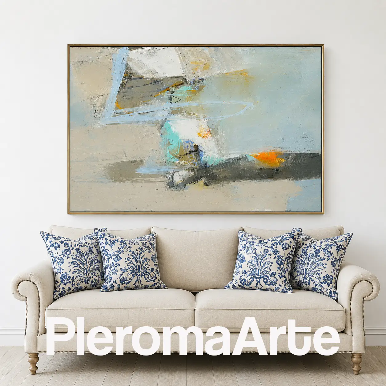 Umbral Dorado - Cuadro Decorativo Contemporáneo en amarillo, ocre, turquesa y azul