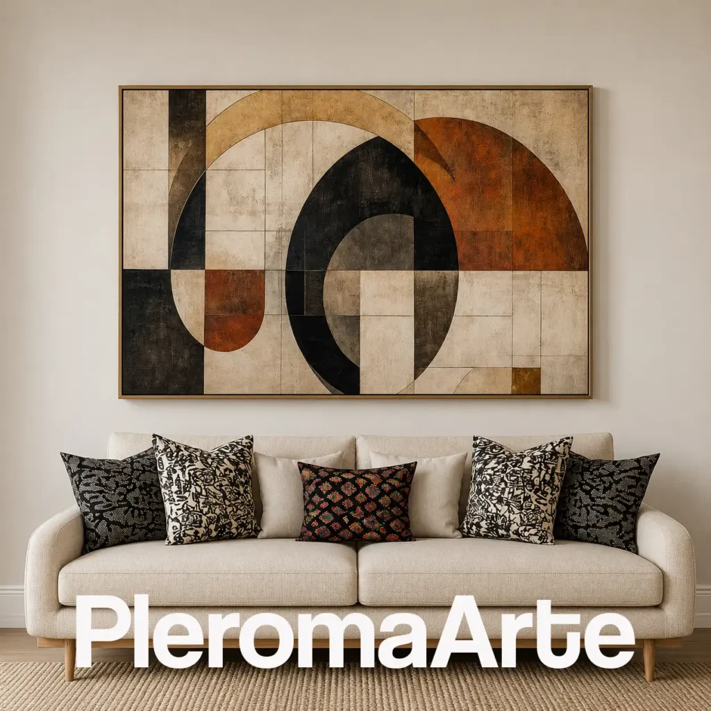 Plenitud Serena - Cuadro Decorativo Contemporáneo en beige, terracota, ocre y negro
