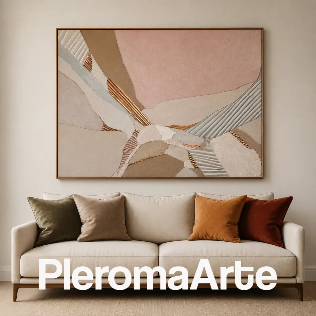 Refugio de Luz - Cuadro para Sala Contemporáneo en rosa empolvado, crema, beige y taupe