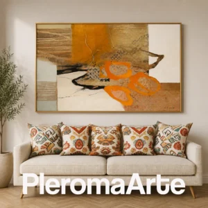 Jardín de Ámbar - Cuadro Decorativo Contemporáneo en naranja, ocre, arena y tonos tierra