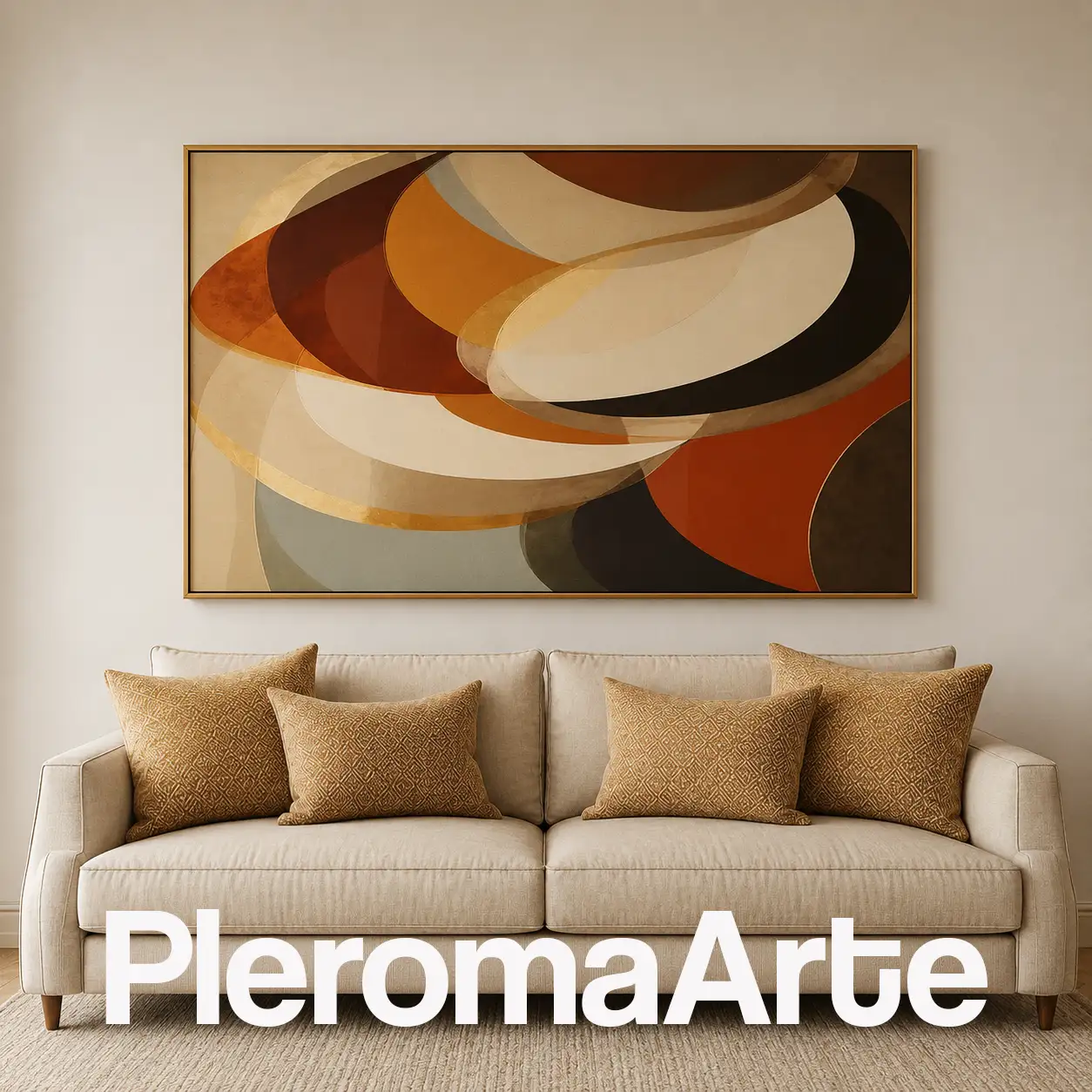 Ritmo de Tierra - Cuadro Decorativo Contemporáneo en ocre, terracota, marrón, negro y marfil
