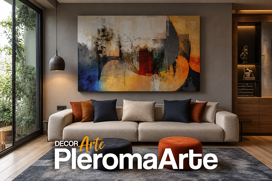 Cuadros abstractos que definen la atmosfera de un espacio, en la galería de arte Pleroma Arte
