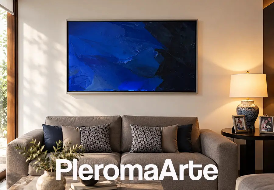 Hermoso cuadro moderno azul en la galería de arte pleroma arte
