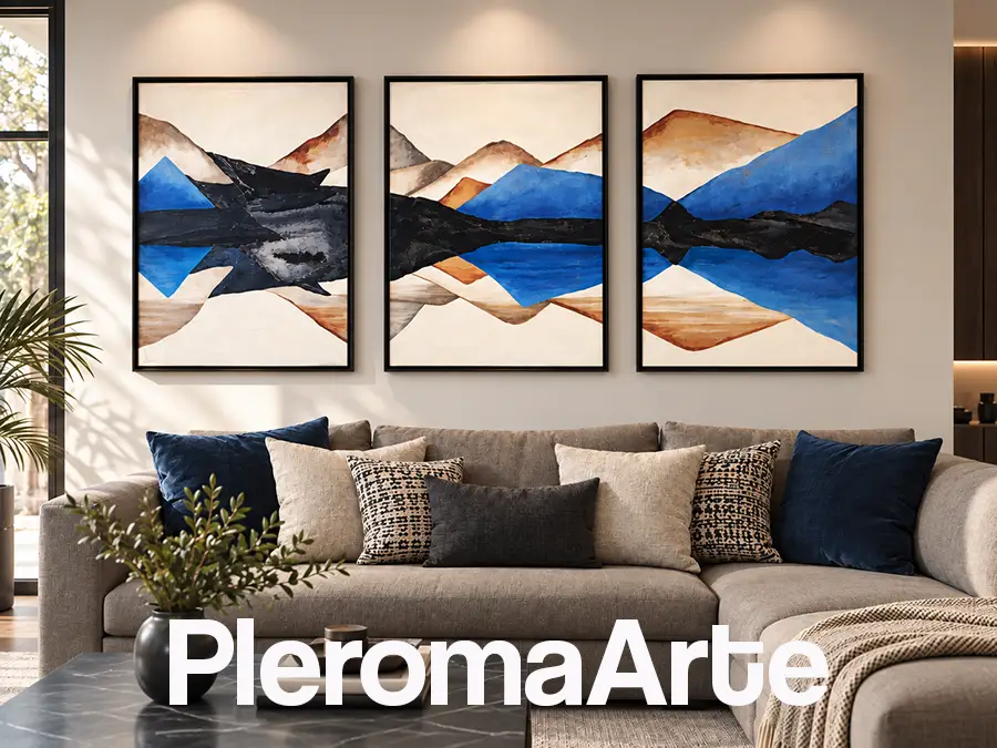 Cuadros modernos trípticos creados en la galería de arte pleroma arte