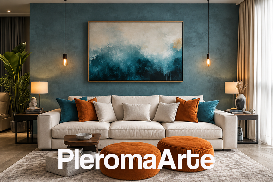 Pinturas abstractas en tonos azules creado por Pleroma arte