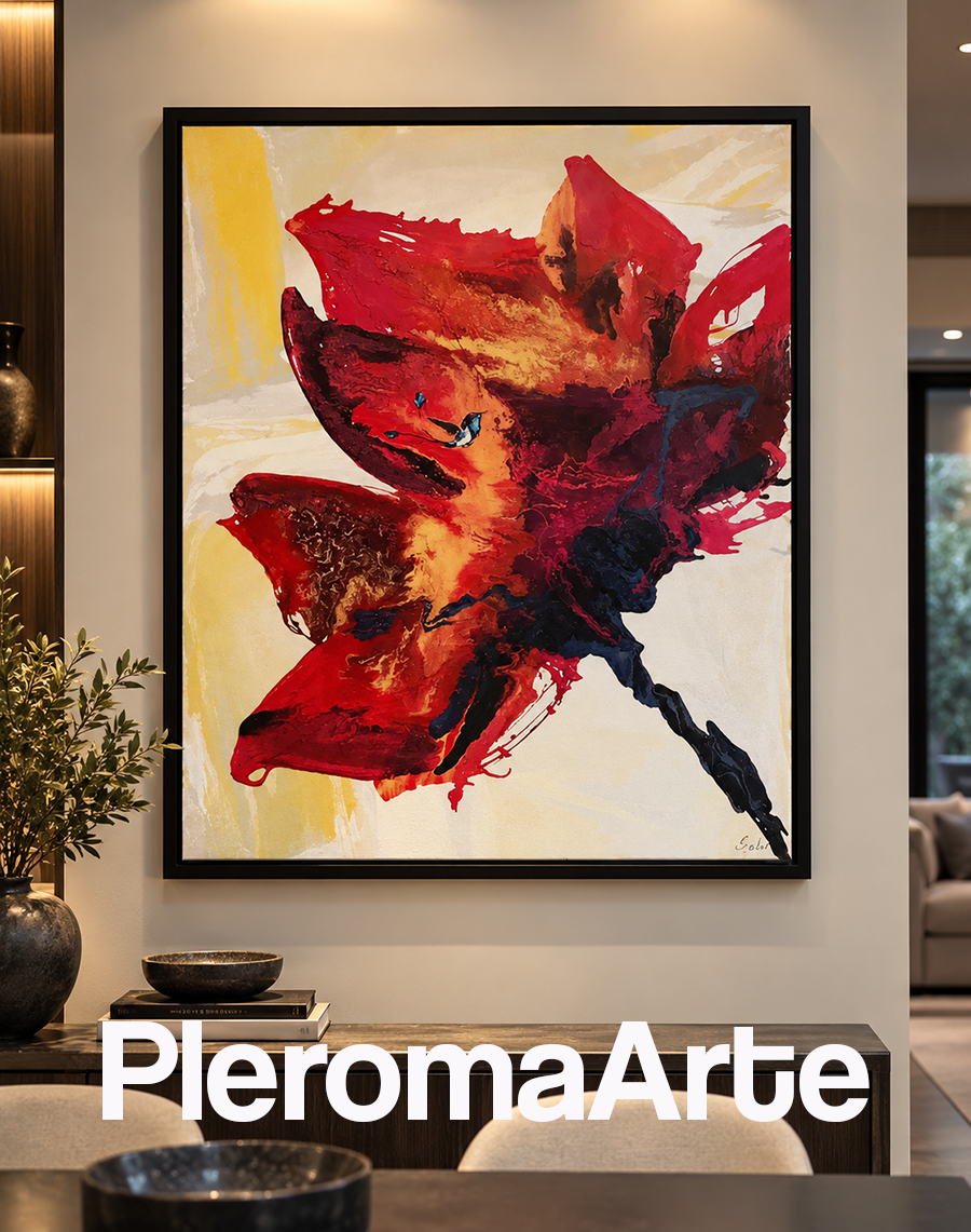 Pinturas abstractos de flores en la galería de arte pleroma arte