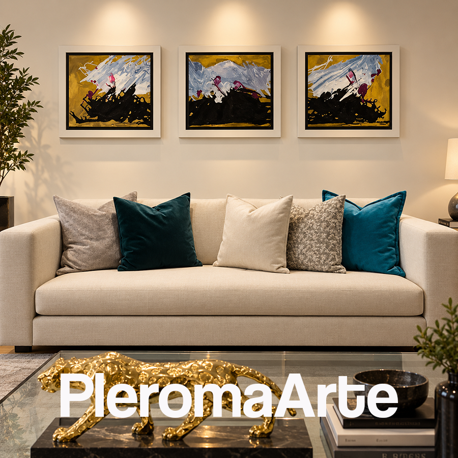 Hermosa pintura abstracta tríptico diseñado por la galería de arte pleroma arte